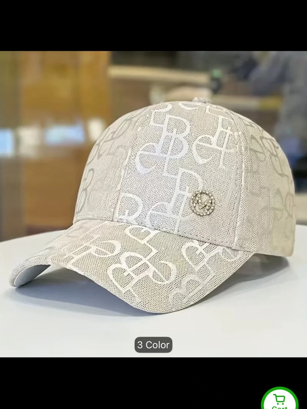 Designer Monogram Baseball Cap - Light Beige